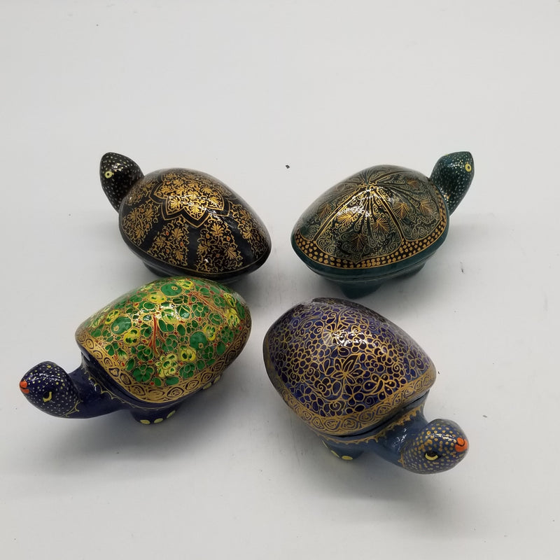 Papier Mache 4" Tortoise inspired Jewel Box assorted