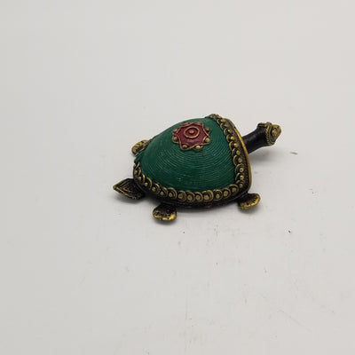 5.5"L Tribal Brass Tribal Tortoise Art