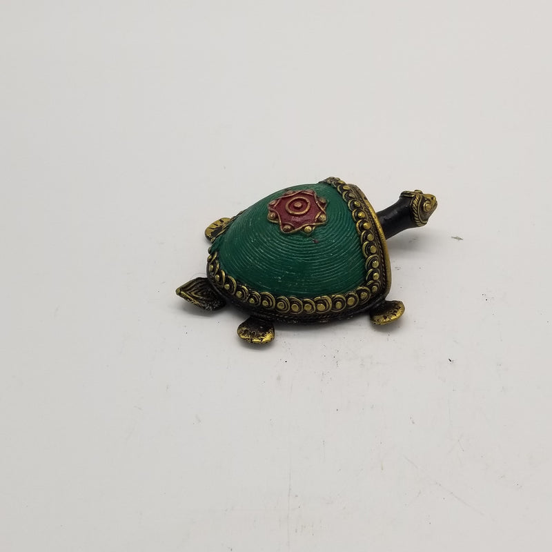 5.5"L Tribal Brass Tribal Tortoise Art