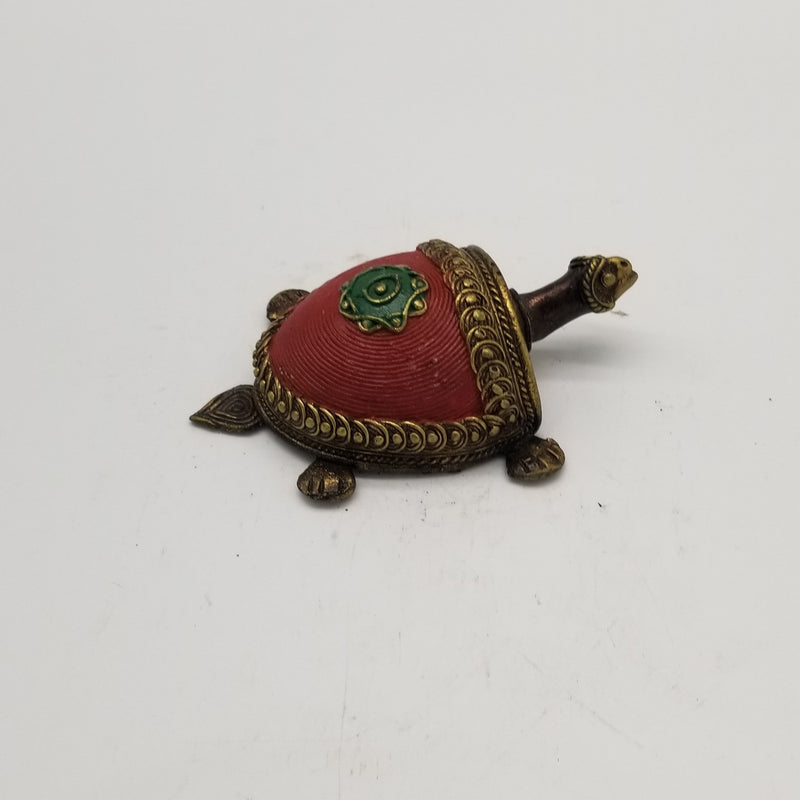 5.5"L Tribal Brass Tribal Tortoise Art