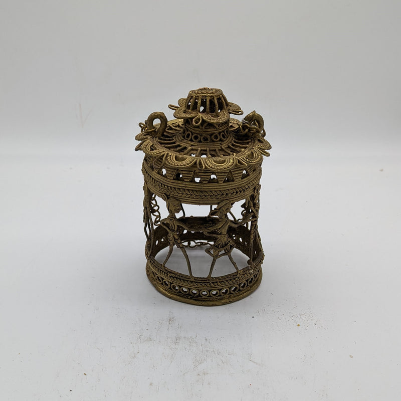 7.5"L Tribal Brass Hand Held Lamp