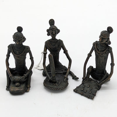 5.5"H Tribal Brass Working Women set of 3