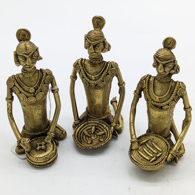 5.5"H Tribal Brass Working Women set of 3