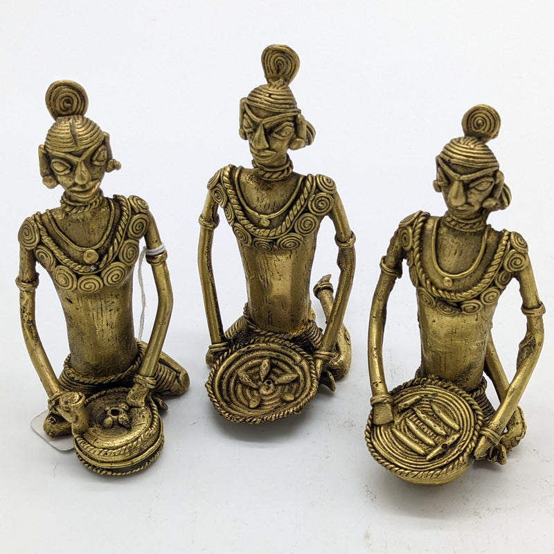5.5"H Tribal Brass Working Women set of 3