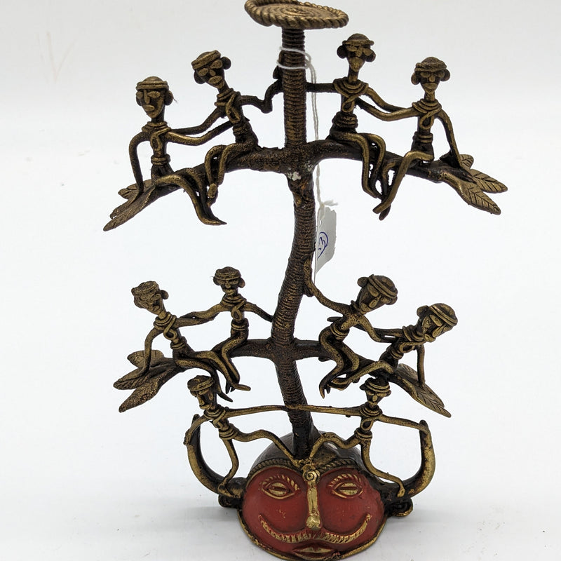 10"H Tribal Brass Candle Stand