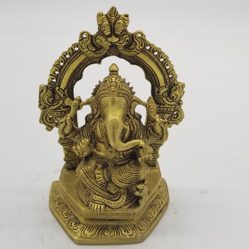 6.5" H Solid Brass Arch Ganesh