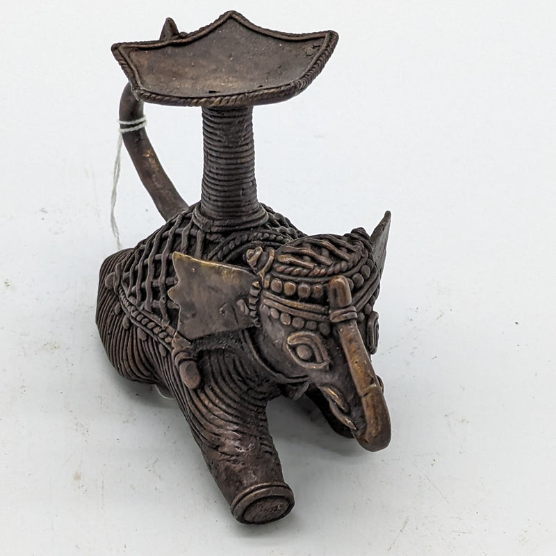 5"H Tribal Brass handcrafted Elephant inspired Candle Holder