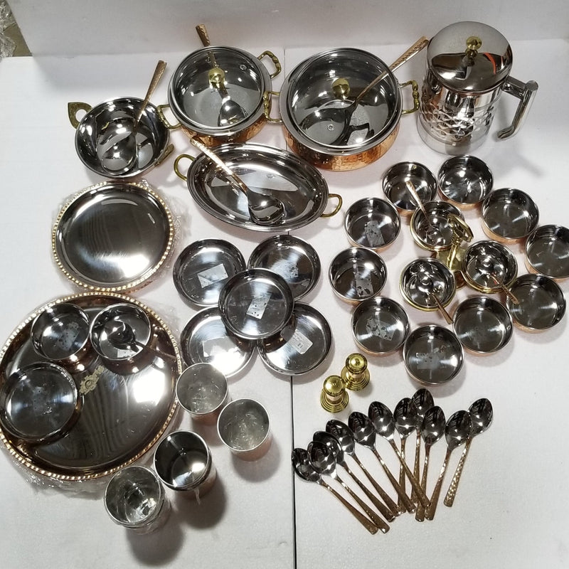 Handcrafted Copper Stainless Steel Clad Dinner set of 6