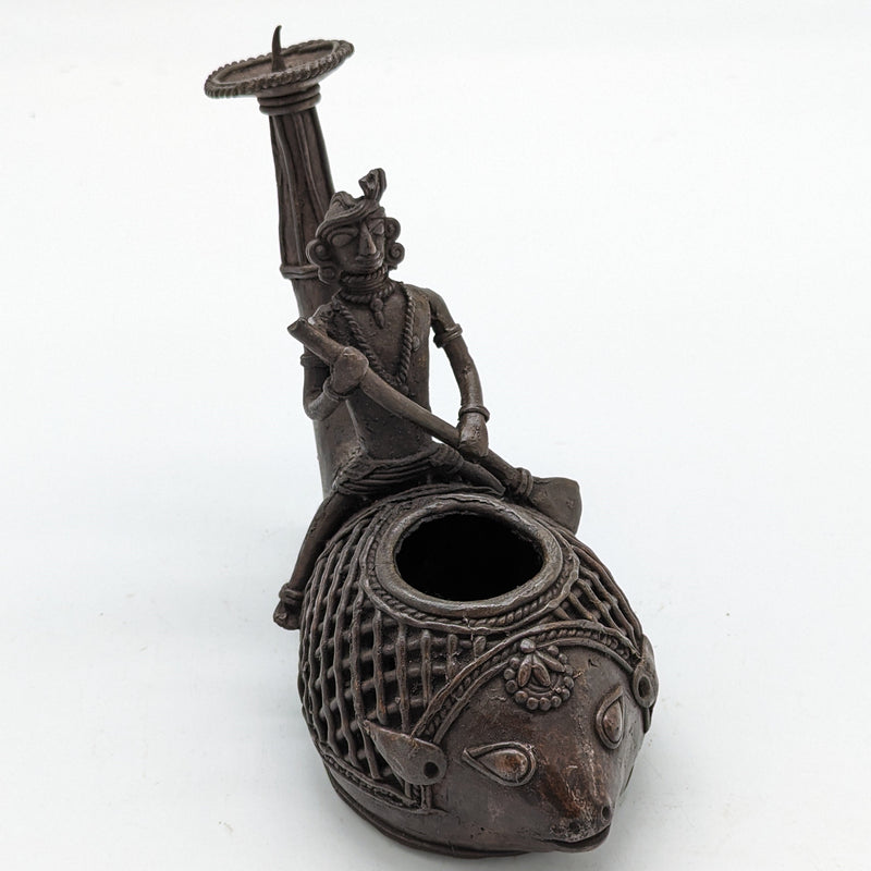 7.5"L Tribal Brass Fish inspired Cutlery / Pen stand
