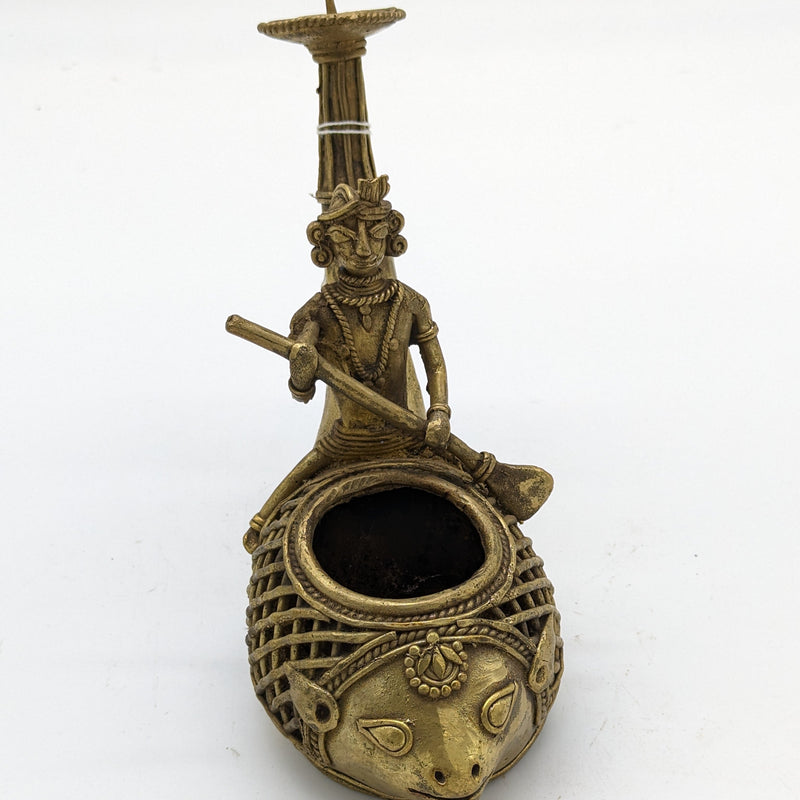 7.5"L Tribal Brass Fish inspired Cutlery / Pen stand