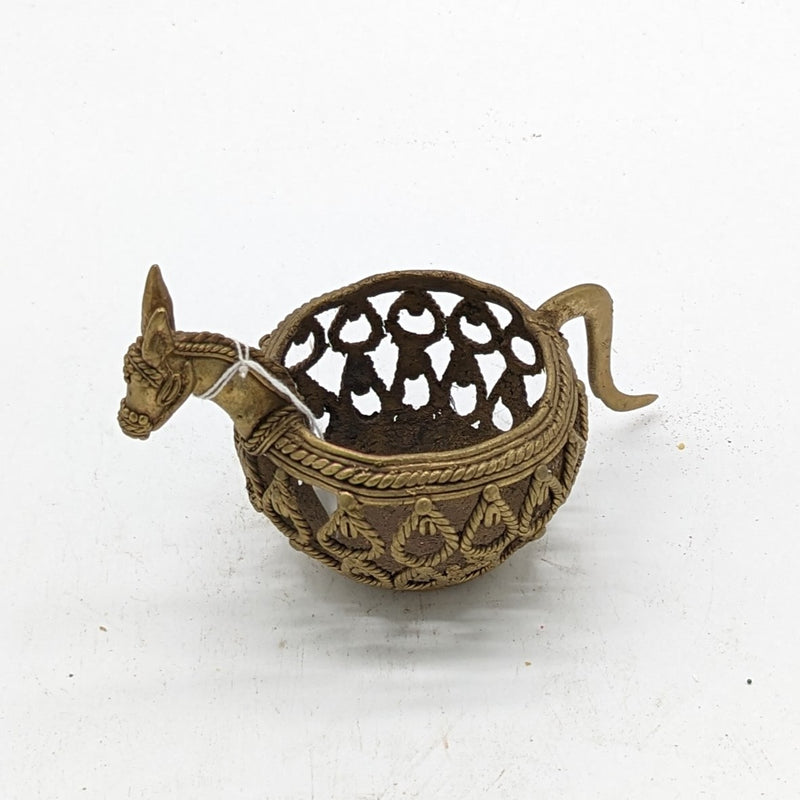 6.5"L Tribal Brass Horse inspired Cutlery / Pen stand