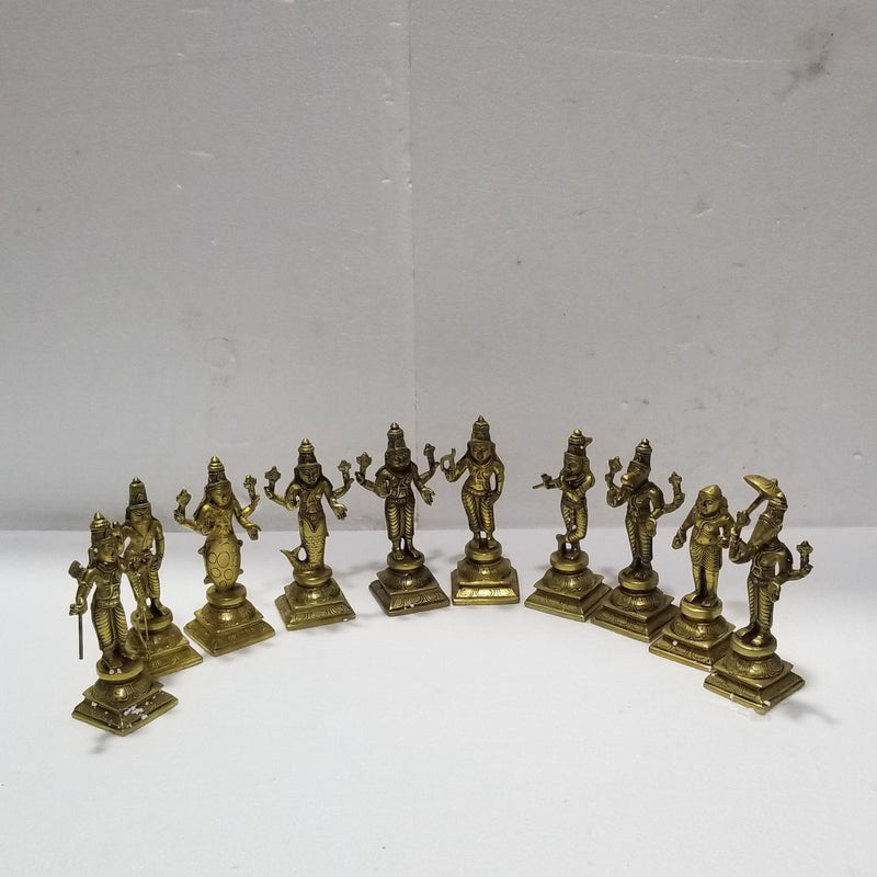 6" H Solid Brass Handcrafted Dasavtar set of 10
