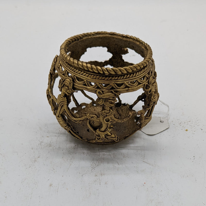 4.5" Diameter Tribal Brass Round Cutlery / Pen stand