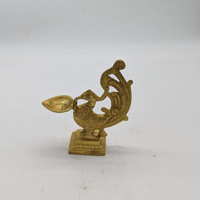 7"H Solid Brass Peacock inspired Oil Lamp