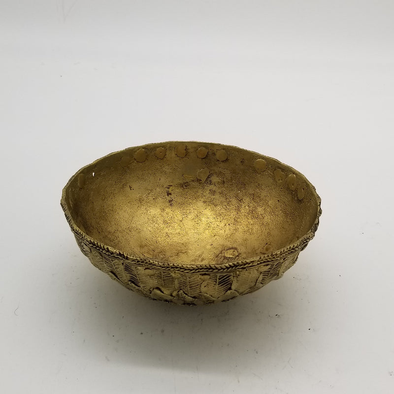 7" diameter Tribal Brass Tribal leaf inspired Bowl