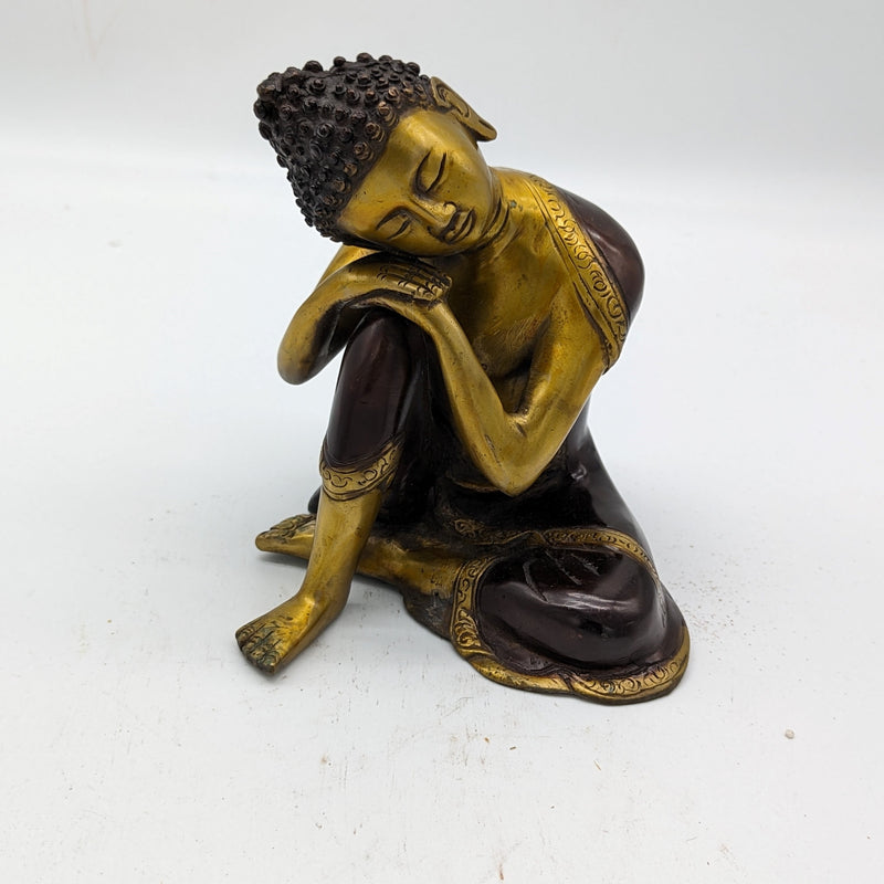 8 Inch Solid Brass Resting Buddha Lacquered