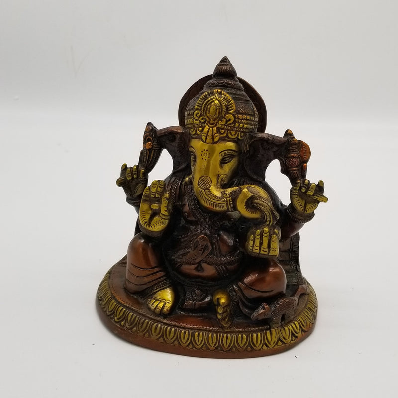 8 inch Solid Brass Ganesh Sitting Statue