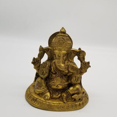 8 inch Solid Brass Ganesh Sitting Statue