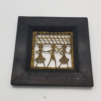 9" x 9" Tribal inspired Dhokra Art on Wooden Frame
