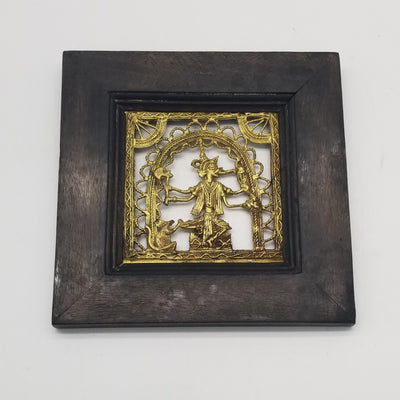 9" x 9" Tribal inspired Dhokra Art on Wooden Frame