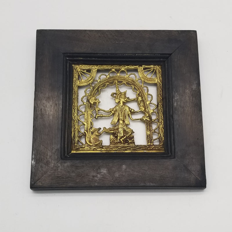 9" x 9" Tribal inspired Dhokra Art on Wooden Frame