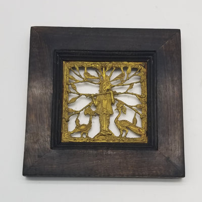 9" x 9" Tribal inspired Dhokra Art on Wooden Frame