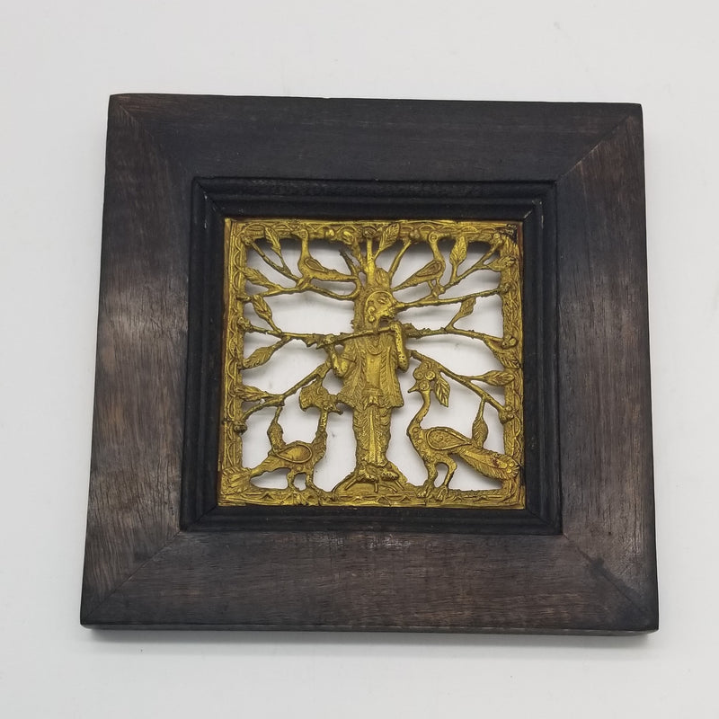 9" x 9" Tribal inspired Dhokra Art on Wooden Frame