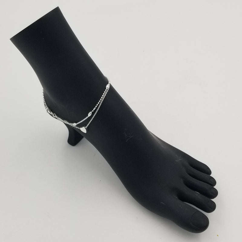 10" long double chained 999 Quality Fine Silver Anklet - AN002