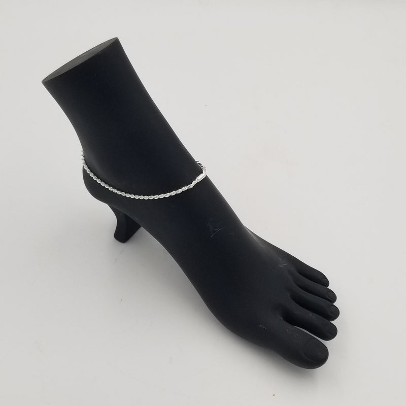 10" long 999 Quality Fine Silver Anklet - AN004
