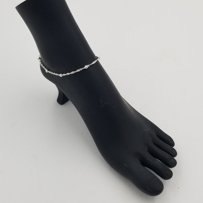 10" long 999 quality fine silver anklet - AN005