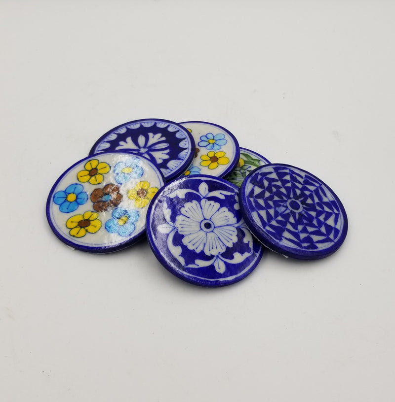 Blue Pottery Tea Coaster 3" x 6Pcs