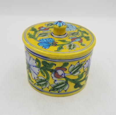 Blue Pottery Cotton Box 4"