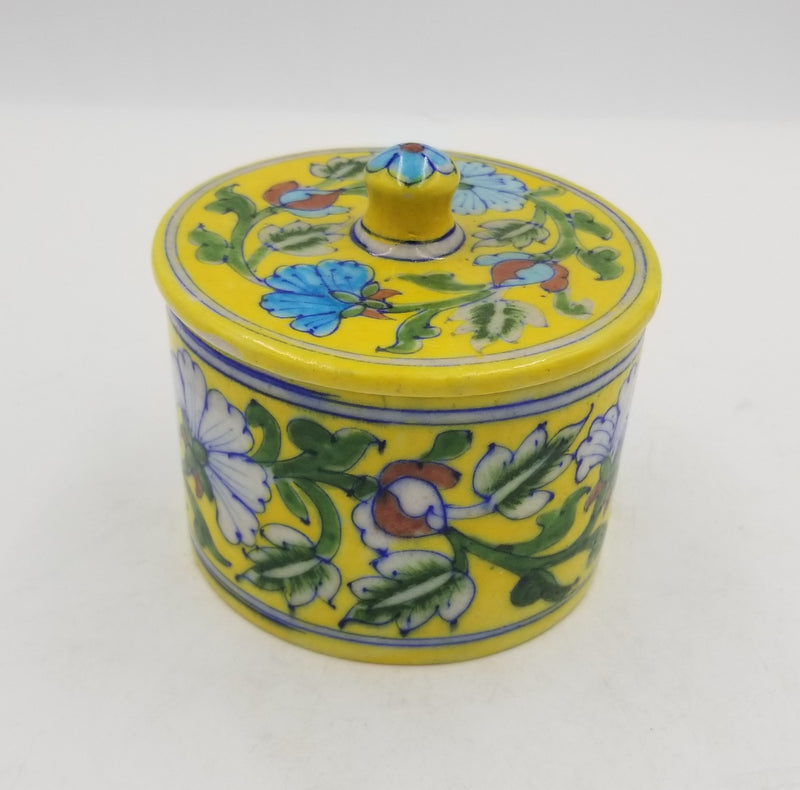 Blue Pottery Cotton Box 4"