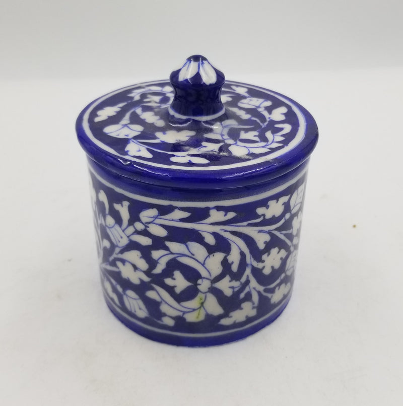 Blue Pottery Cotton Box 4"