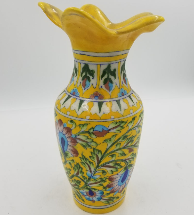 Blue Pottery Lotus Mouth Pot 12"
