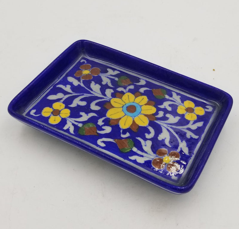 Blue Pottery Service Tray 4" x 7"