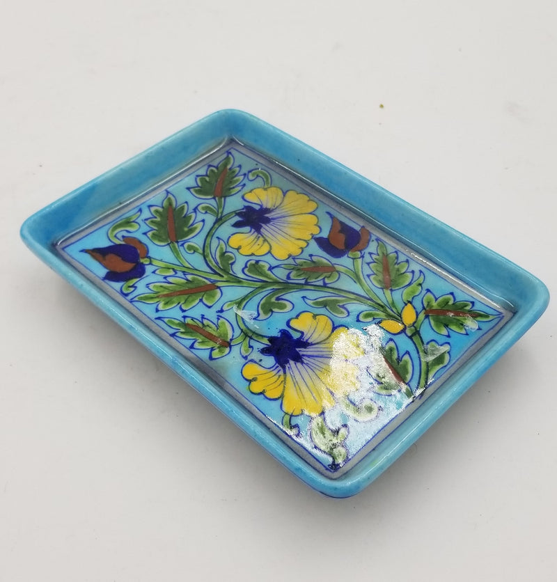 Blue Pottery Service Tray 4" x 7"
