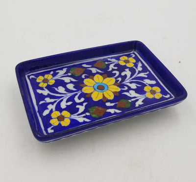 Blue Pottery Service Tray 4" x 7"