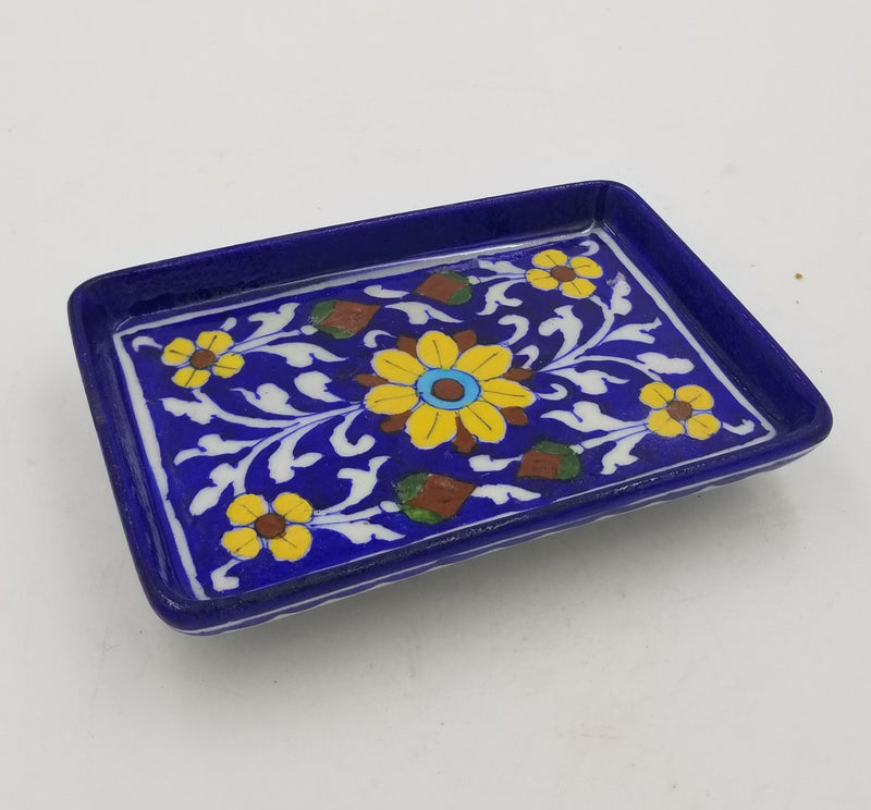 Blue Pottery Service Tray 4" x 7"