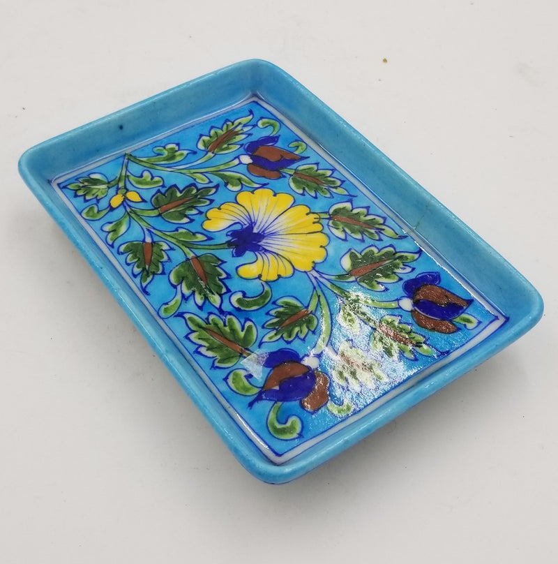 Blue Pottery Service Tray 4" x 7"