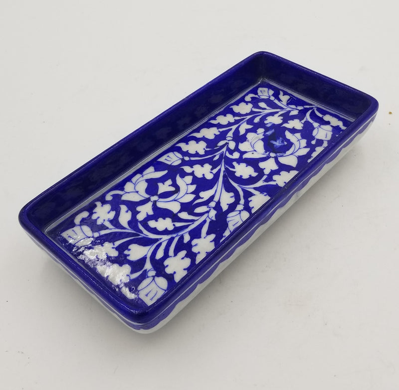 Blue Pottery Service Tray 4" x 8"