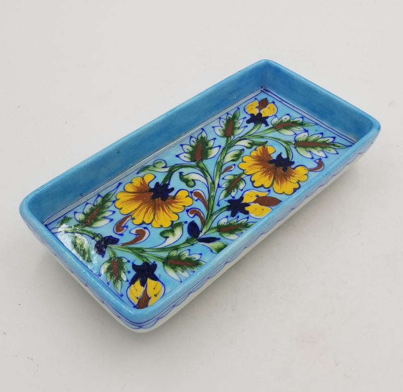 Blue Pottery Service Tray 4" x 8"