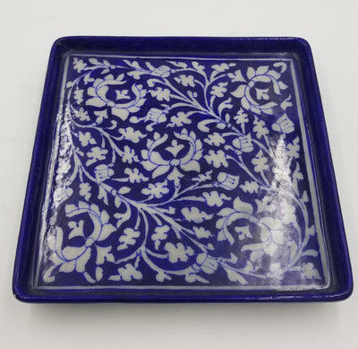 Blue Pottery Service Tray 9" x 9"