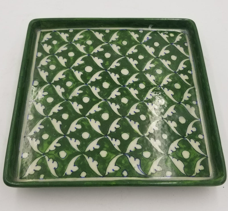 Blue Pottery Service Tray 9" x 9"