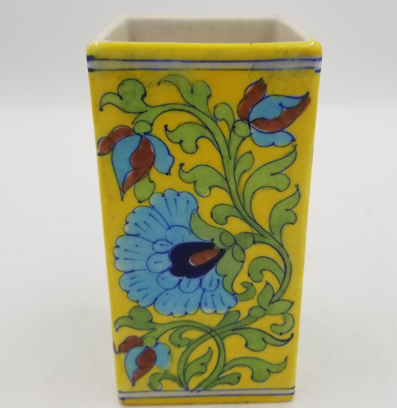 Blue Pottery Square Cylinder Jar 7"