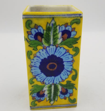 Blue Pottery Square Cylinder Jar 7"