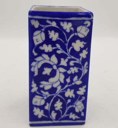 Blue Pottery Square Cylinder Jar 7"
