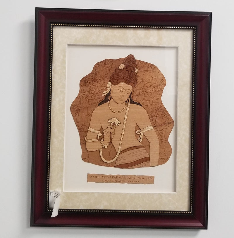 Wooden Marquetry - 13" x 16" - Padmapani Bodhi