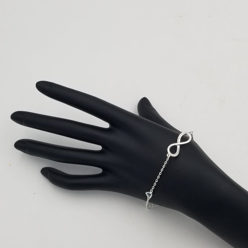 8.5" Long Silver Infinity inspired Laser engraved Turquoise Bracelet - BR101