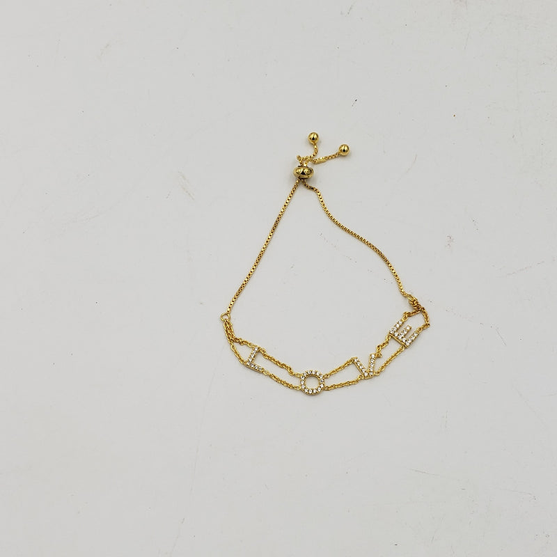 10" Long 999 quality fine silver Bracelet with Love Sign and Flash Gold treated - BR107